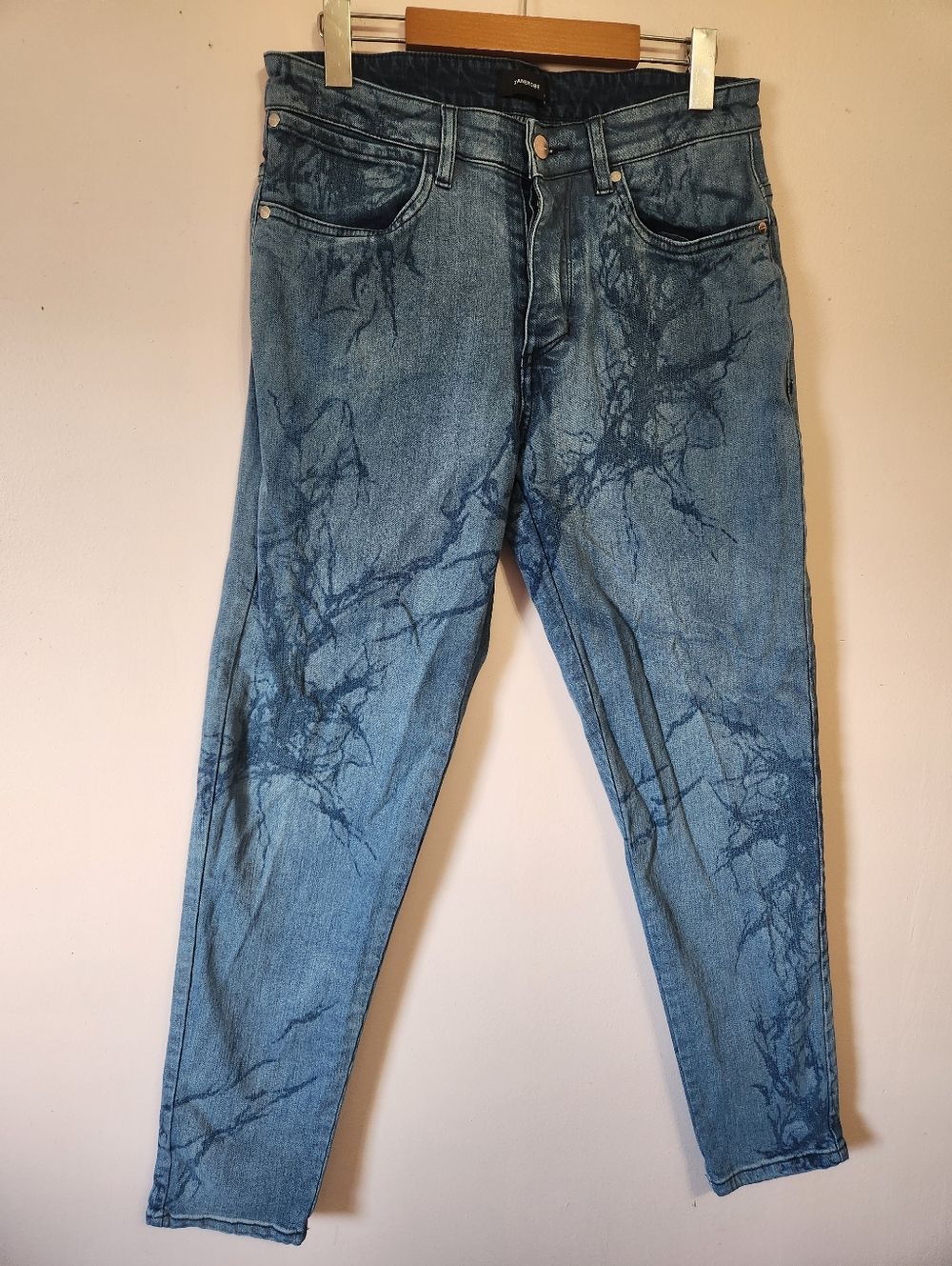 Zanerobe Slim Tapered Jeans Lightning Fractal Bleach Wash 30 EUC Streetwear HTF